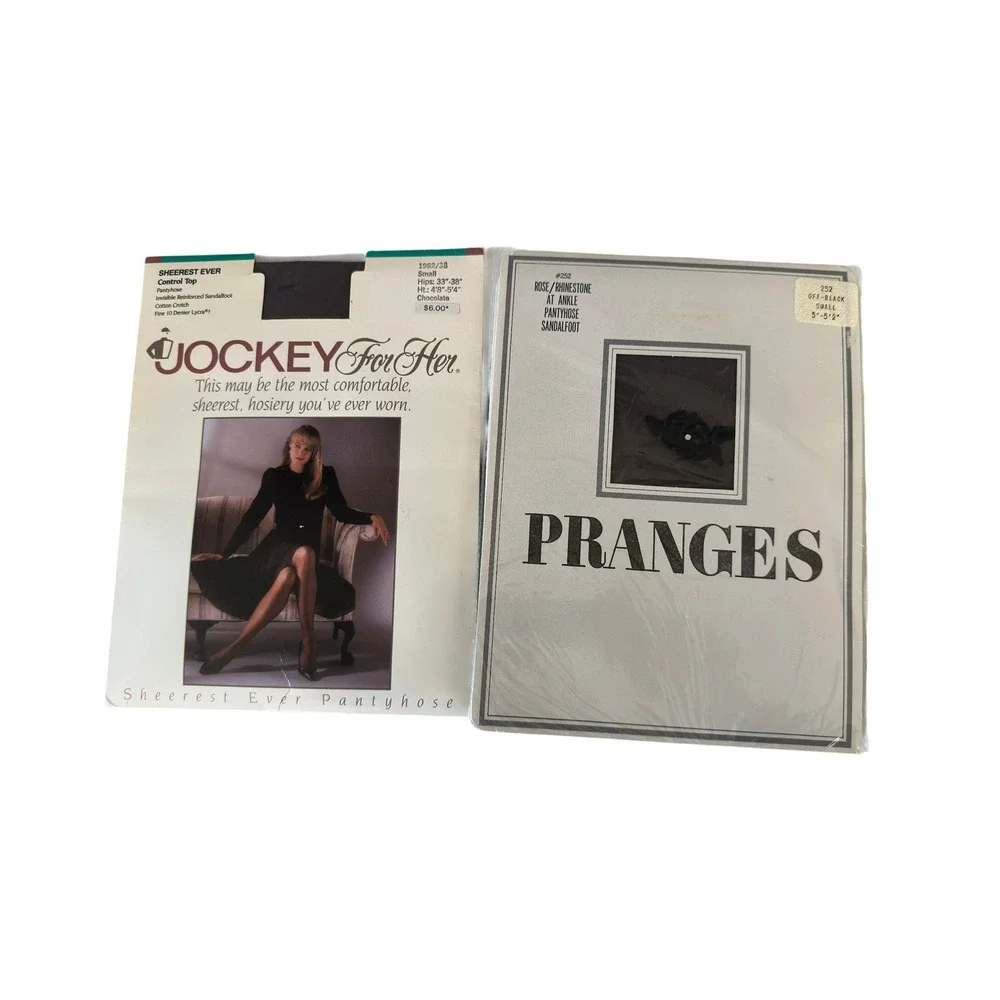 Vintage 80s Hosiery Lot Hanes Jockey Leg Moods Pantyhose Sheer Rhinestone JS